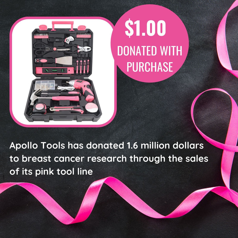 New and Improved 135 Piece Pink Household Tool Set with Pivoting Dual-Angle 3.6 Volt Lithium-Ion Cordless Screwdriver in Hard Case - DT0774P