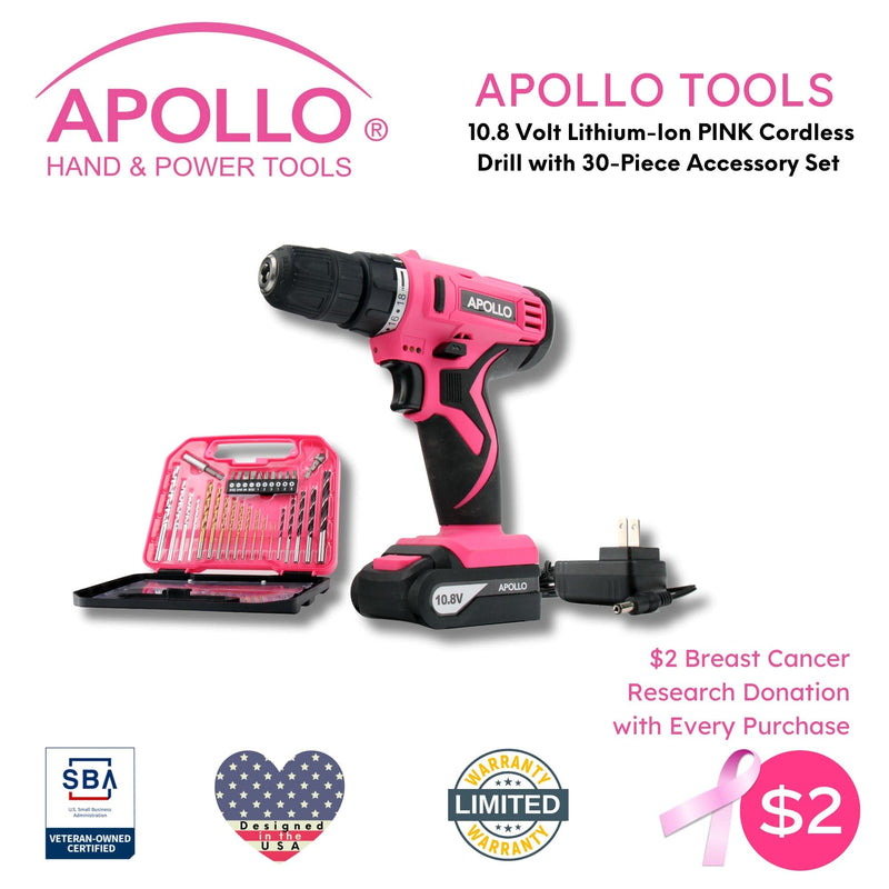 10.8 Volt Lithium-Ion Cordless Drill with 30 Piece Accessory Set PINK - DT4937P
