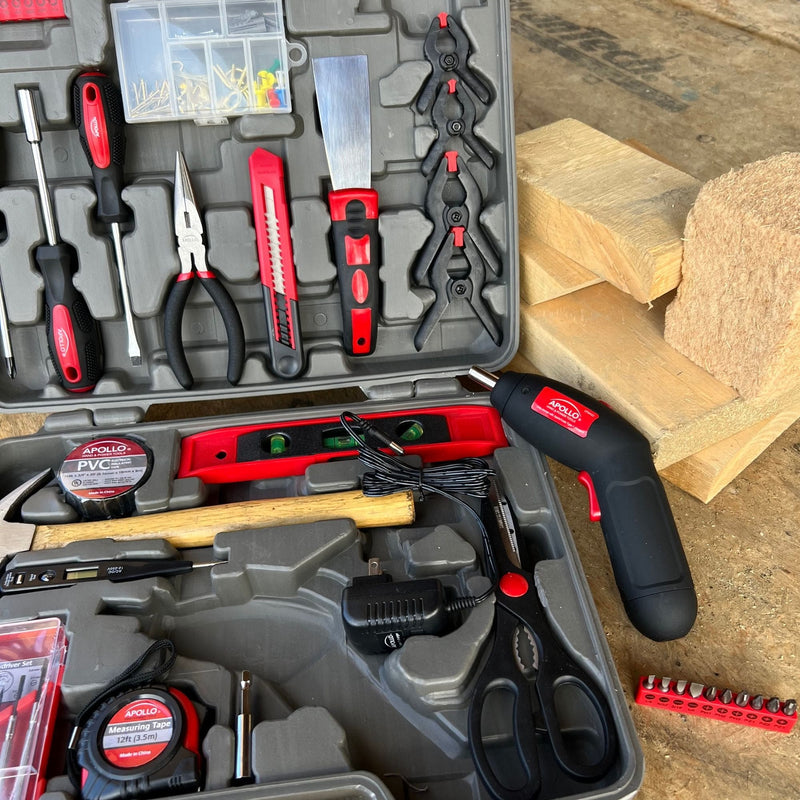 144 Piece Household Tool Kit with 4.8V Cordless Screwdriver - DT8422