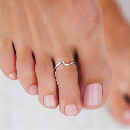 Sterling Silver Beach Wave Toe Ring