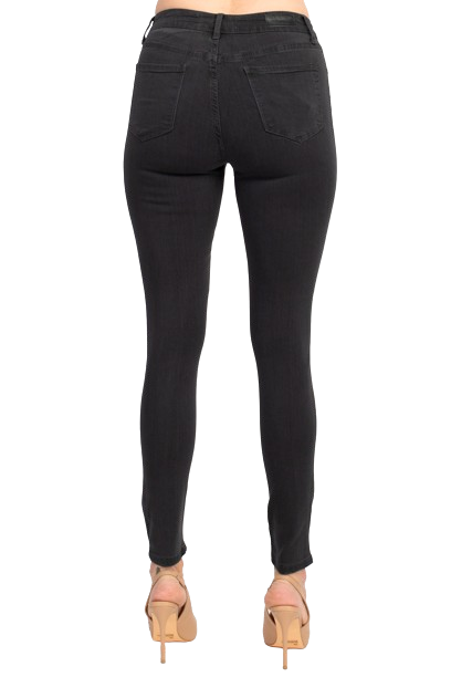 Velvet Heart Mid Waist Skinny Jeans Stretch Button & Zipper Fly Closure Denim Pants with Pockets