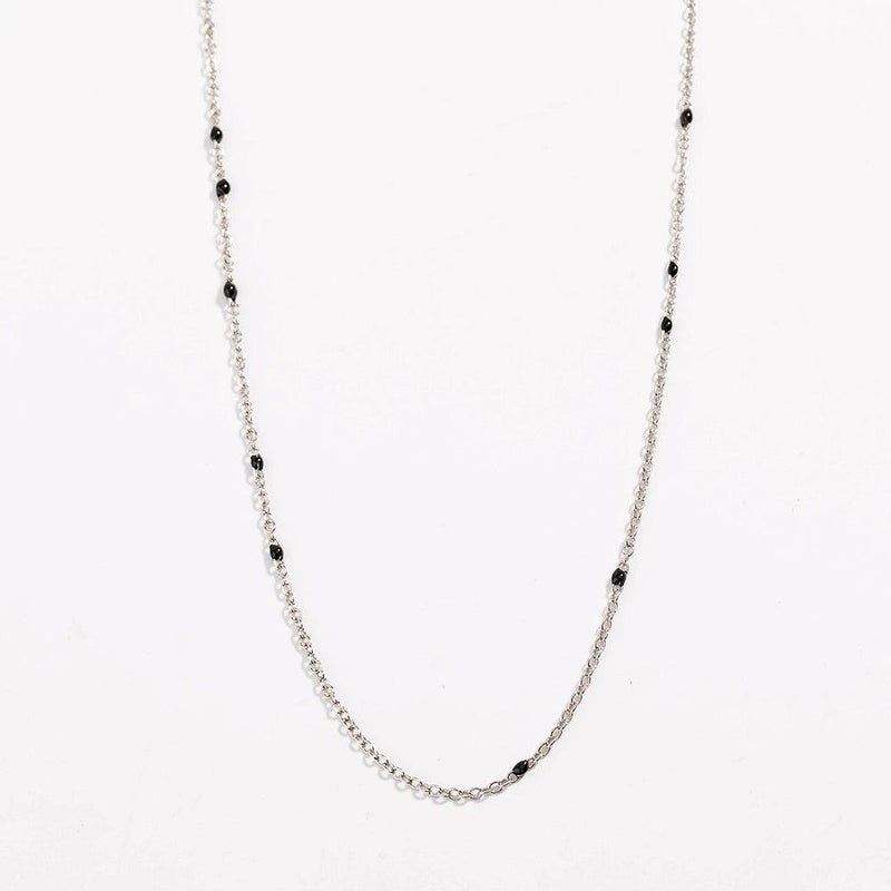 Dainty Black Onyx Beaded Link Necklace