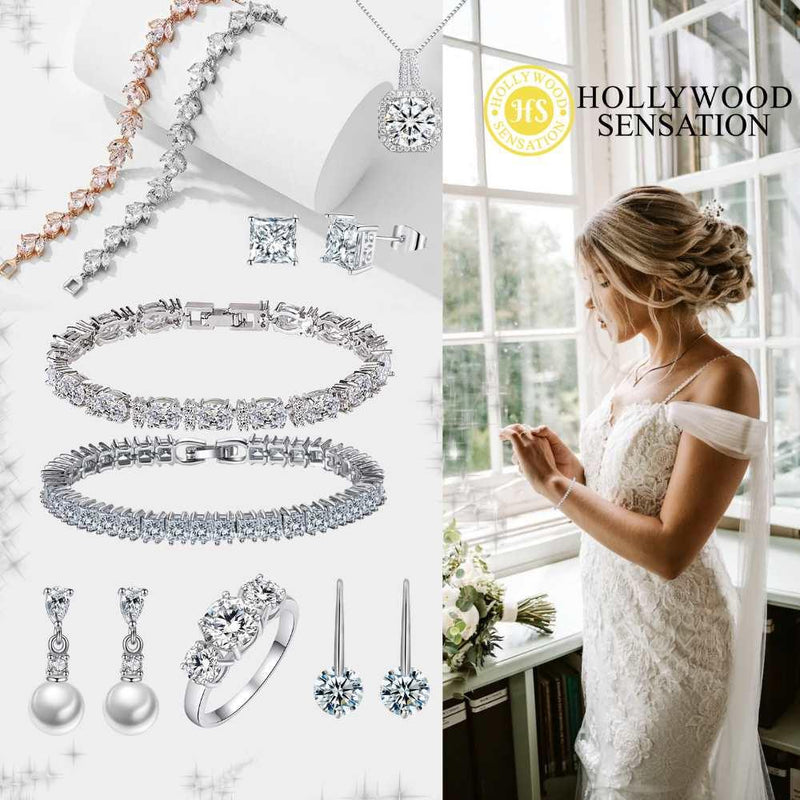 Dainty Cubic Zirconia Tennis Bracelet with Round Cut AAA+ Cubic Zirconia