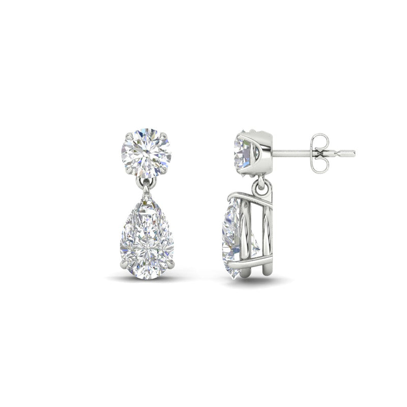 Round And Pear Drop Stud Earrings