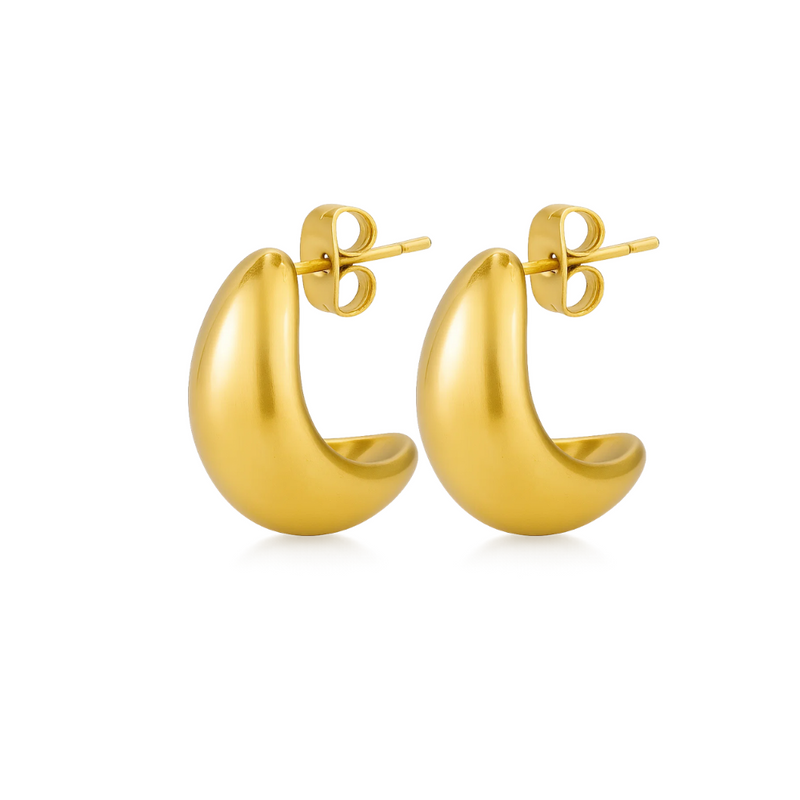 Dome Huggie Teardrop Earrings