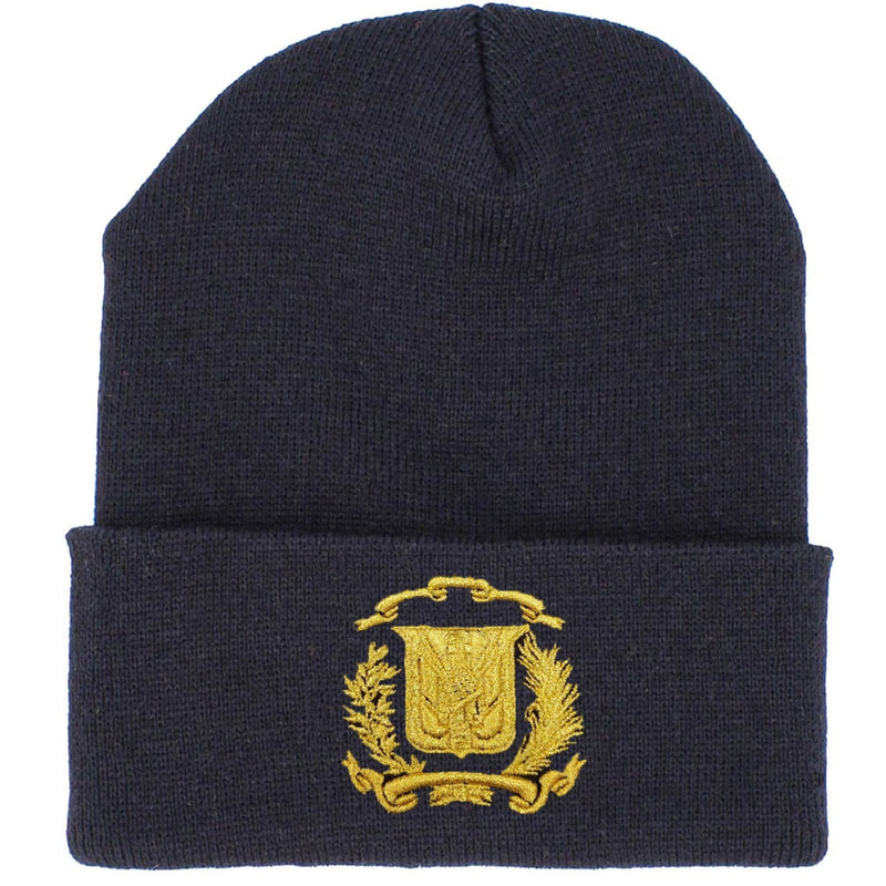 Dominican Shield Skully Black Beanie Hat