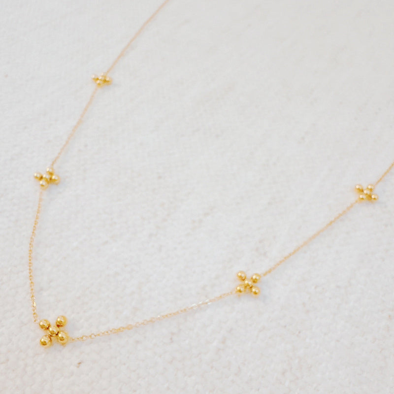 Dot Dot Golden Cross Necklace - Water & Tarnish Resistant