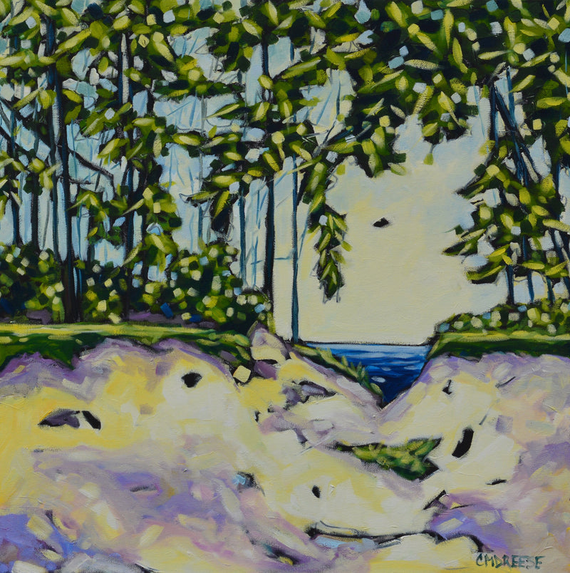 "I Follow My Heart and It Leads Me to the Lake" Beach Oil Painting on Canvas, Michigan Artist Christi Dreese