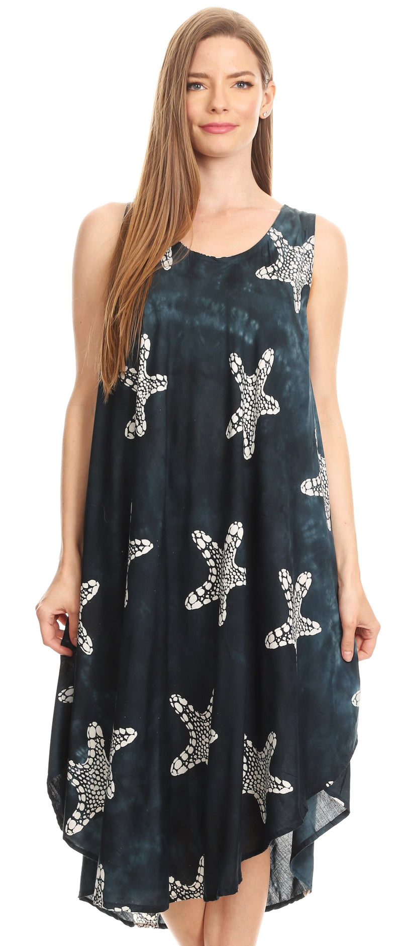 Sakkas Celina Summer Casual Everyday Tank Dress Tye-dye and Batik Sleeveless