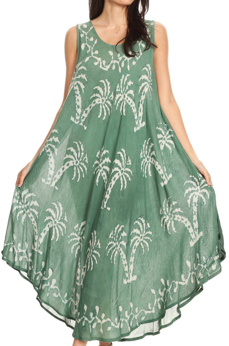 Sakkas Irene Women's Casual Tie-dye Maxi Summer Sleeveless Loose Fit Tank Dress