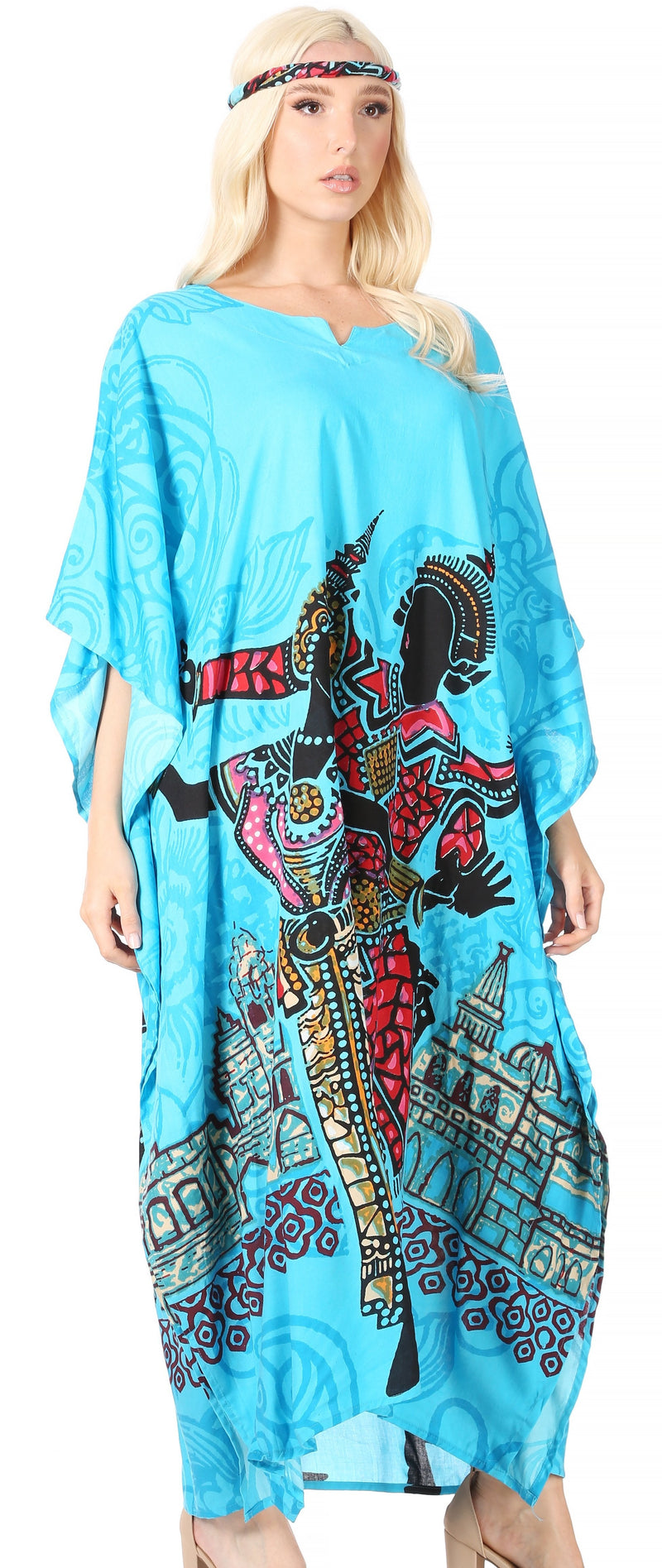 Sakkas Mera Women's Long Loose Short Sleeve Summer Casual Caftan Kaftan Dress - Buy One, Get One 50% Off