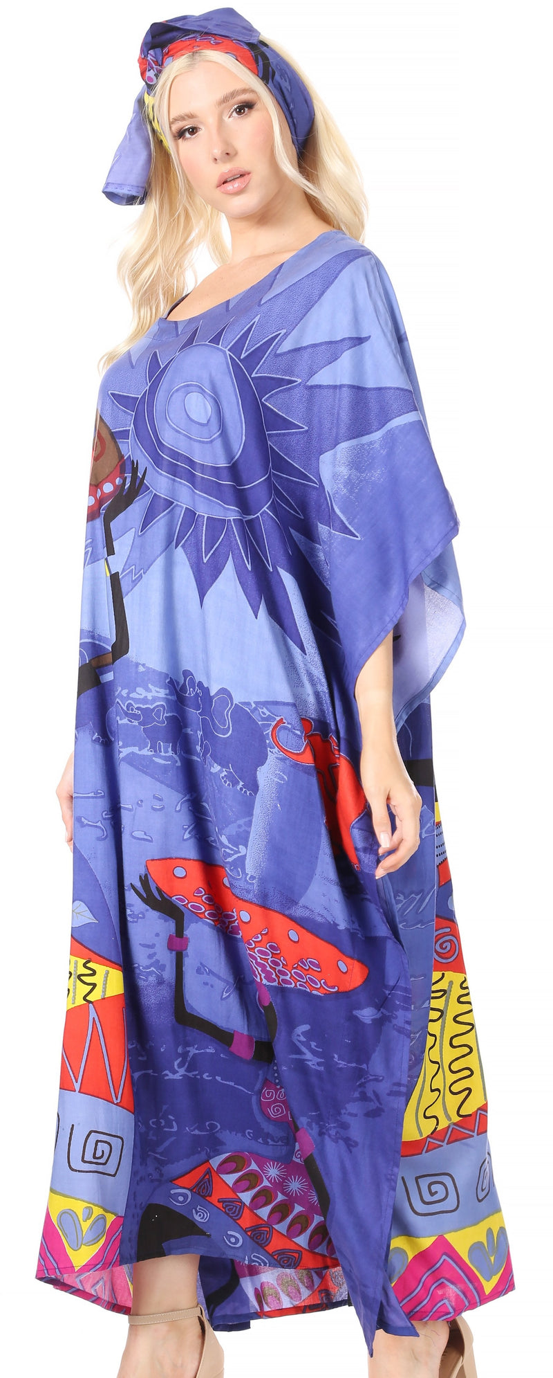 Sakkas Mera Women's Long Loose Short Sleeve Summer Casual Caftan Kaftan Dress - Buy One, Get One 50% Off