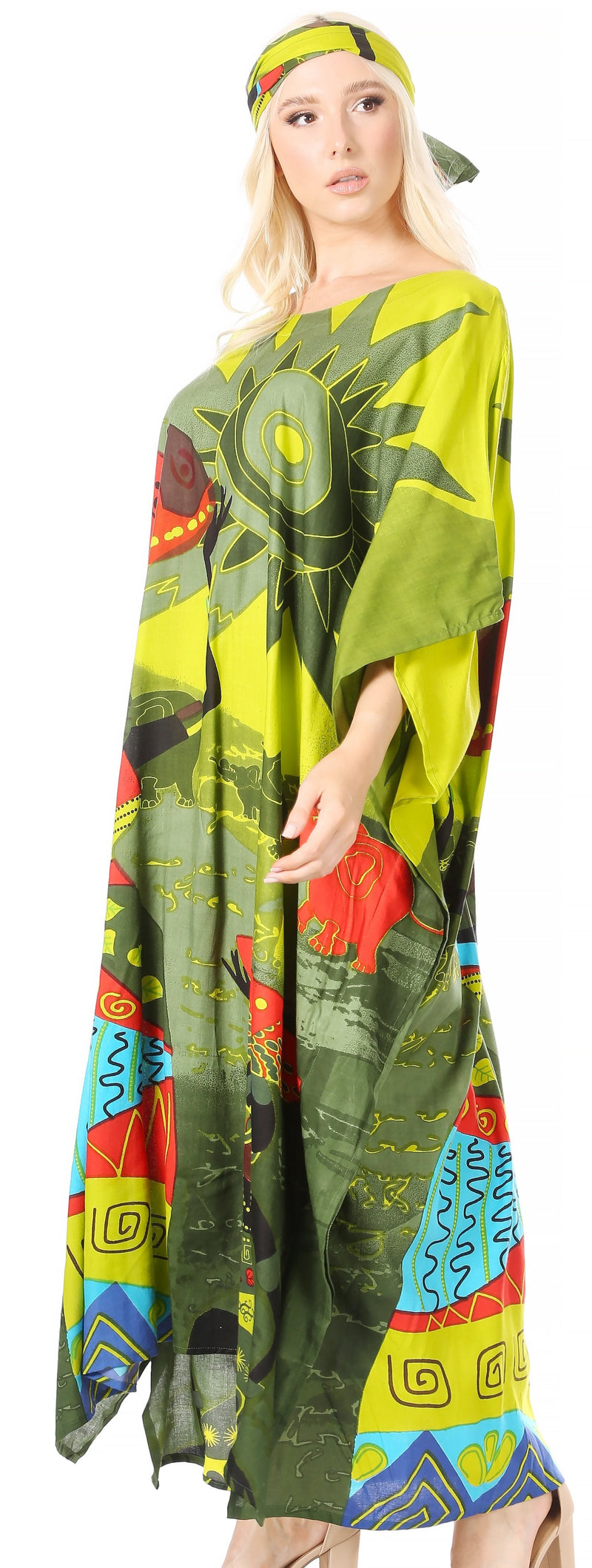 Sakkas Mera Women's Long Loose Short Sleeve Summer Casual Caftan Kaftan Dress - Buy One, Get One 50% Off