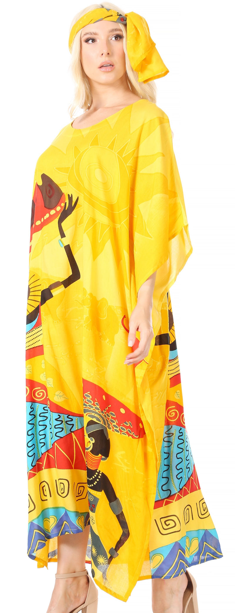 Sakkas Mera Women's Long Loose Short Sleeve Summer Casual Caftan Kaftan Dress - Buy One, Get One 50% Off