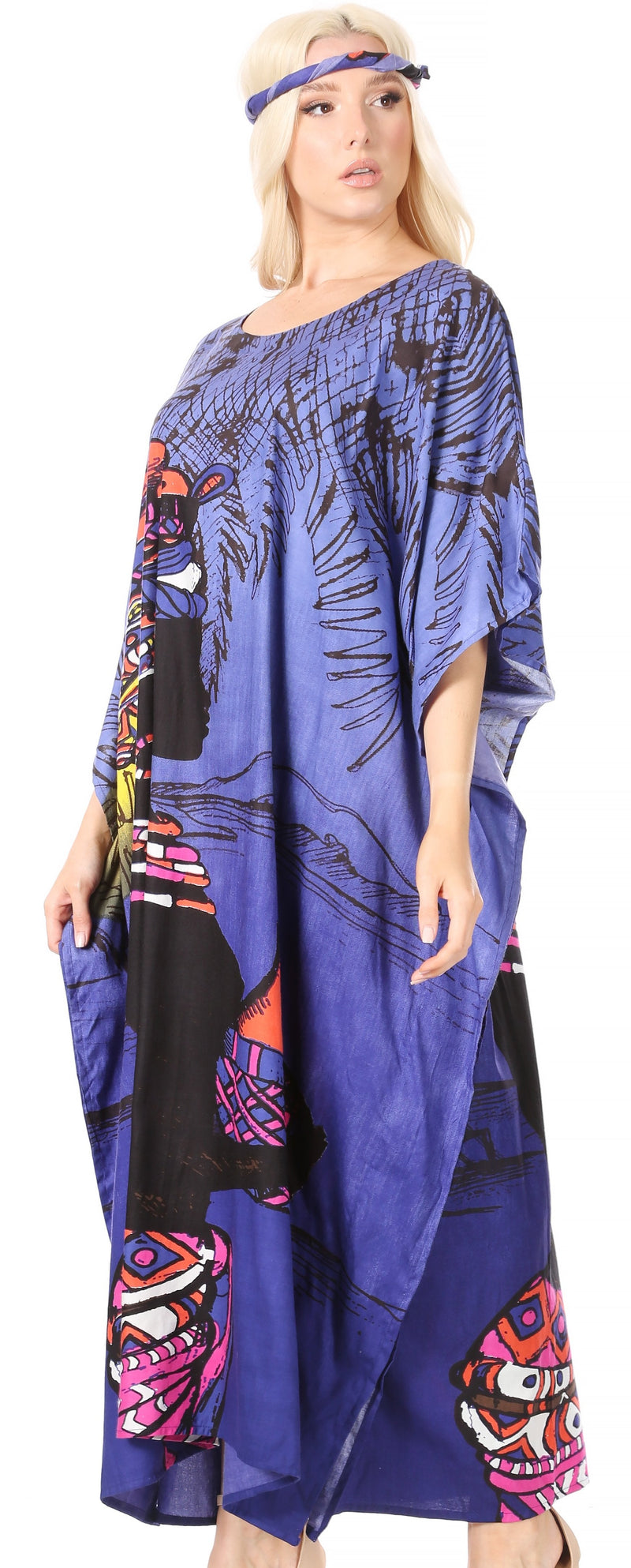 Sakkas Mera Women's Long Loose Short Sleeve Summer Casual Caftan Kaftan Dress - Buy One, Get One 50% Off