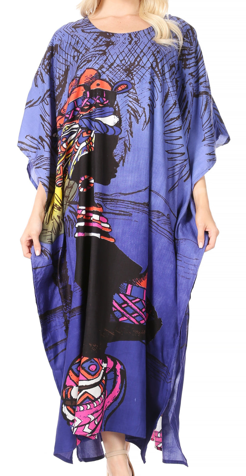Sakkas Mera Women's Long Loose Short Sleeve Summer Casual Caftan Kaftan Dress - Buy One, Get One 50% Off