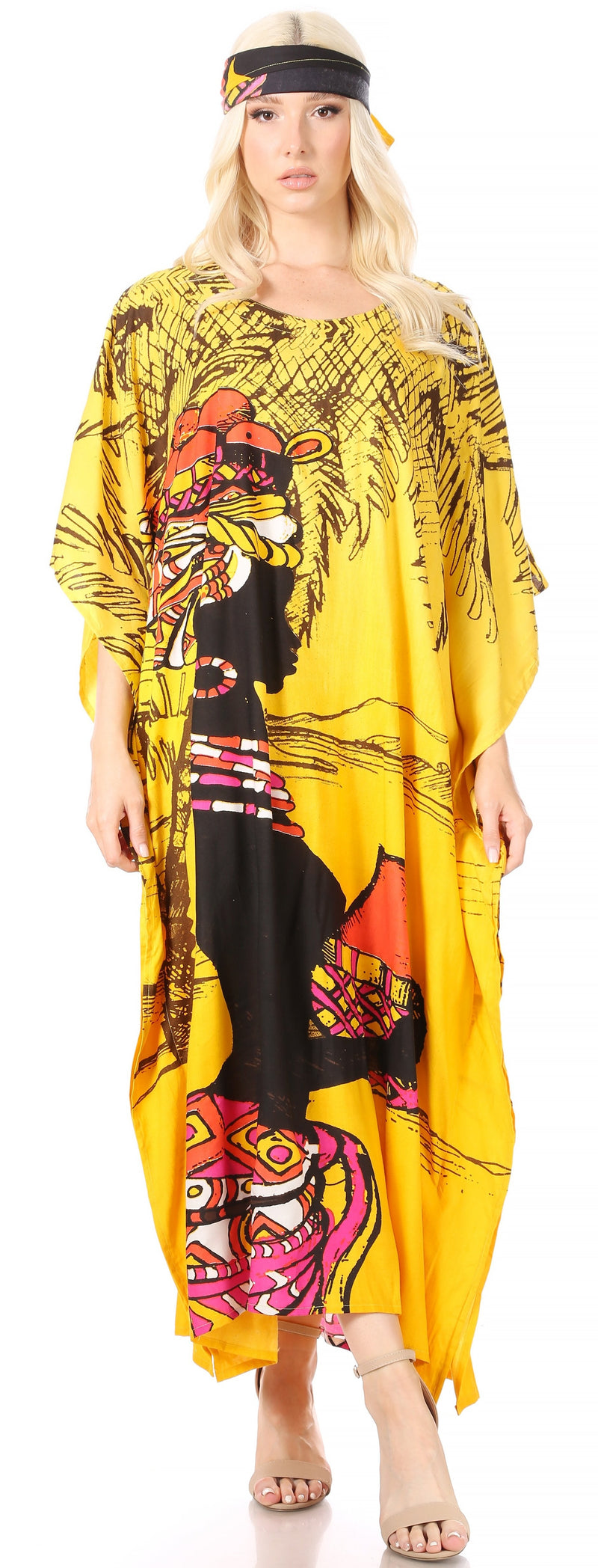 Sakkas Mera Women's Long Loose Short Sleeve Summer Casual Caftan Kaftan Dress - Buy One, Get One 50% Off