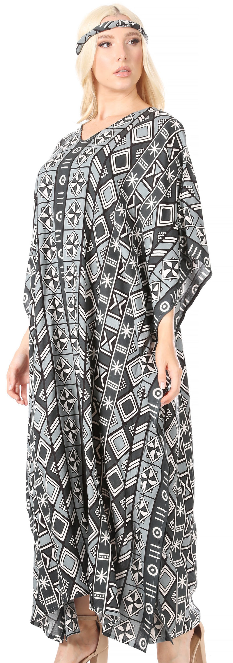 Sakkas Mera Women's Long Loose Short Sleeve Summer Casual Caftan Kaftan Dress - Buy One, Get One 50% Off