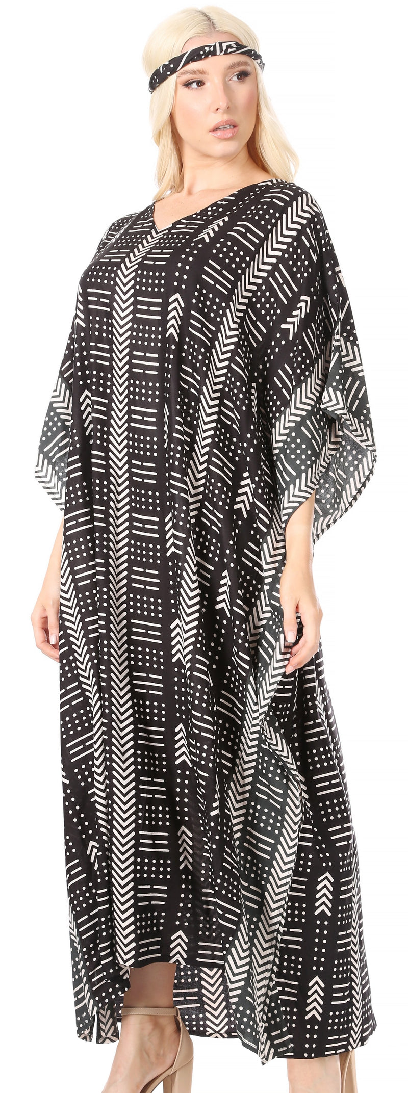 Sakkas Mera Women's Long Loose Short Sleeve Summer Casual Caftan Kaftan Dress - Buy One, Get One 50% Off