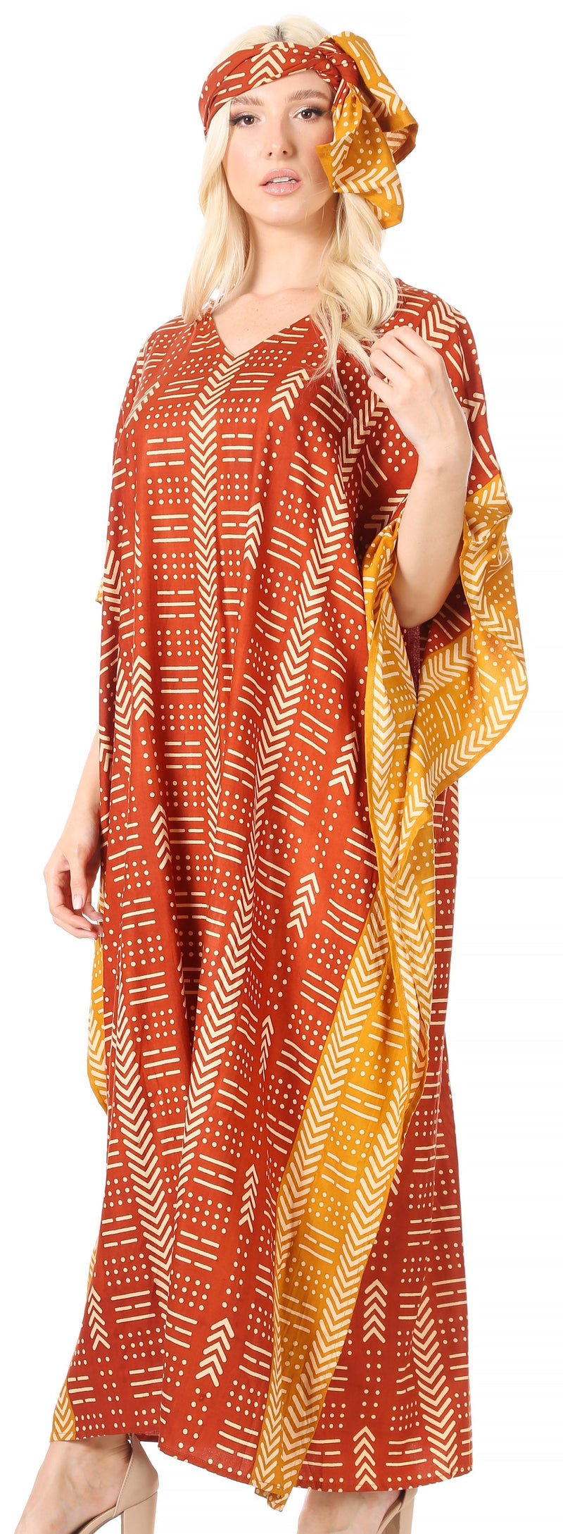 Sakkas Mera Women's Long Loose Short Sleeve Summer Casual Caftan Kaftan Dress - Buy One, Get One 50% Off