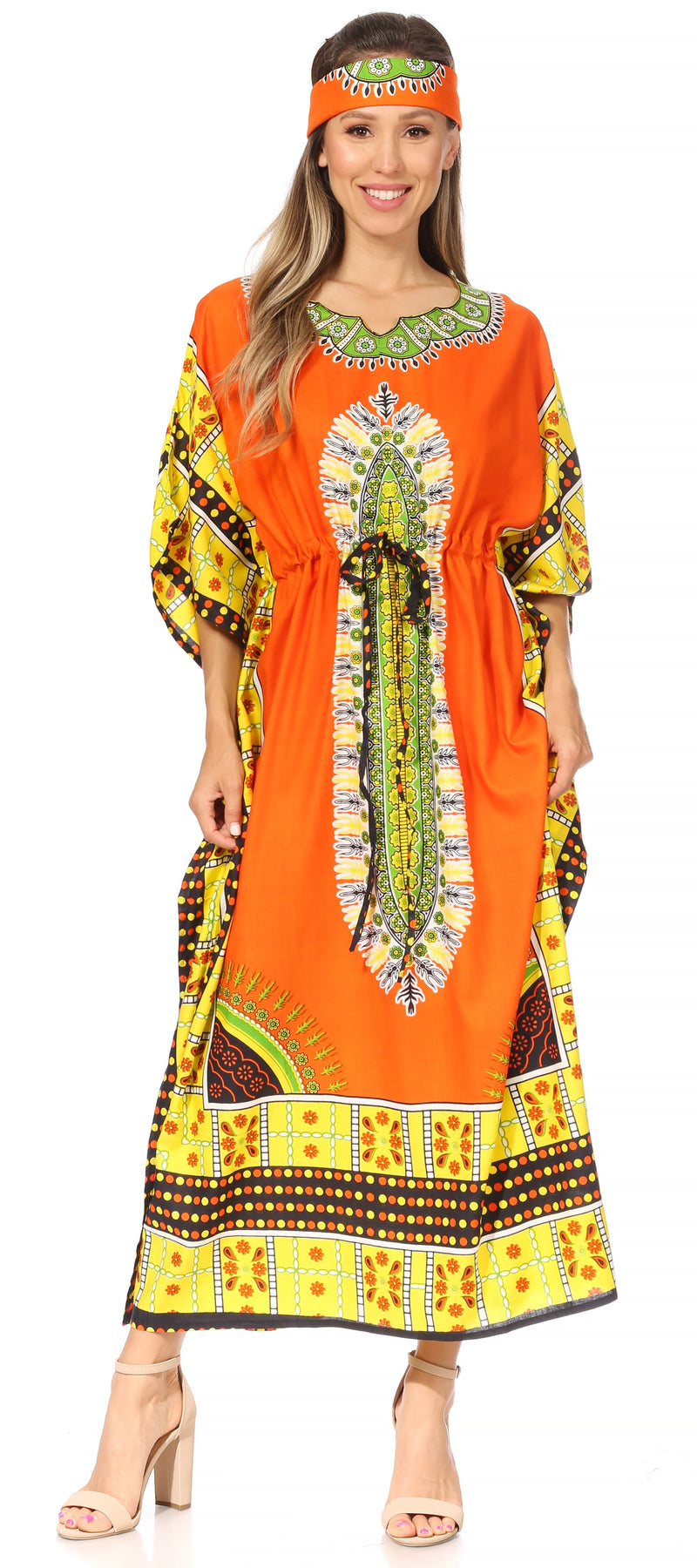 Sakkas Mera Women's Long Loose Short Sleeve Summer Casual Caftan Kaftan Dress - Buy One, Get One 50% Off