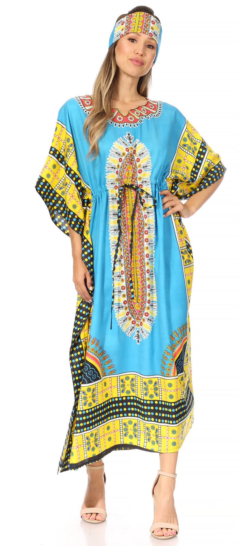 Sakkas Mera Women's Long Loose Short Sleeve Summer Casual Caftan Kaftan Dress - Buy One, Get One 50% Off
