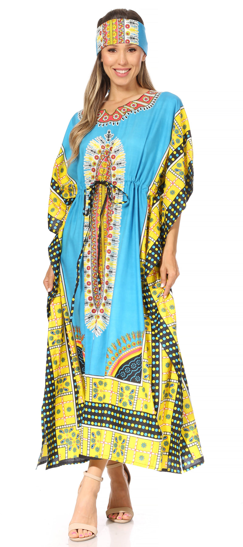 Sakkas Mera Women's Long Loose Short Sleeve Summer Casual Caftan Kaftan Dress - Buy One, Get One 50% Off