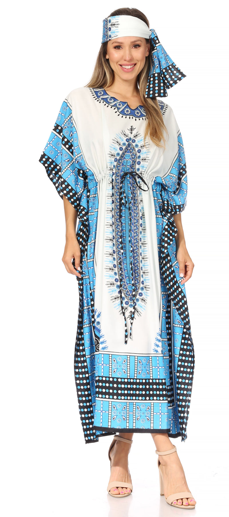 Sakkas Mera Women's Long Loose Short Sleeve Summer Casual Caftan Kaftan Dress - Buy One, Get One 50% Off