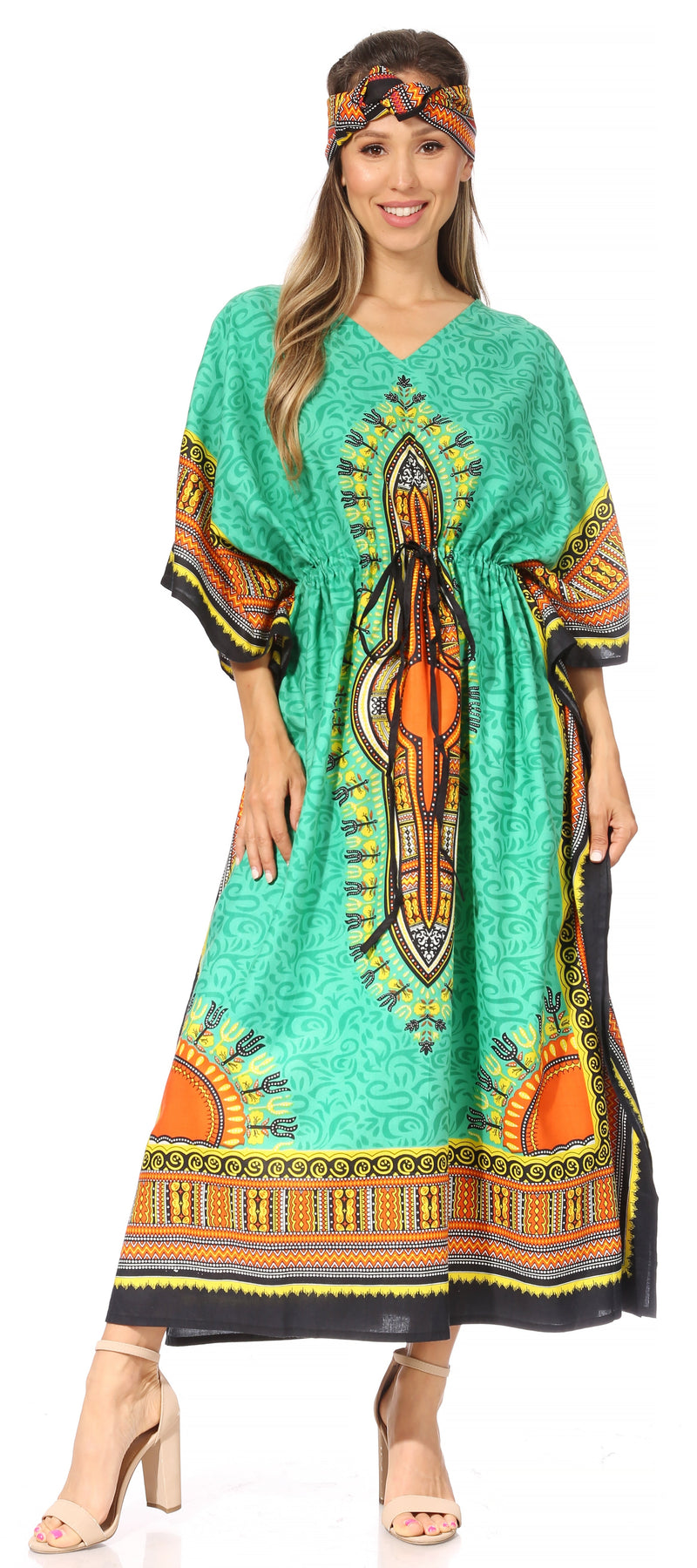 Sakkas Mera Women's Long Loose Short Sleeve Summer Casual Caftan Kaftan Dress - Buy One, Get One 50% Off