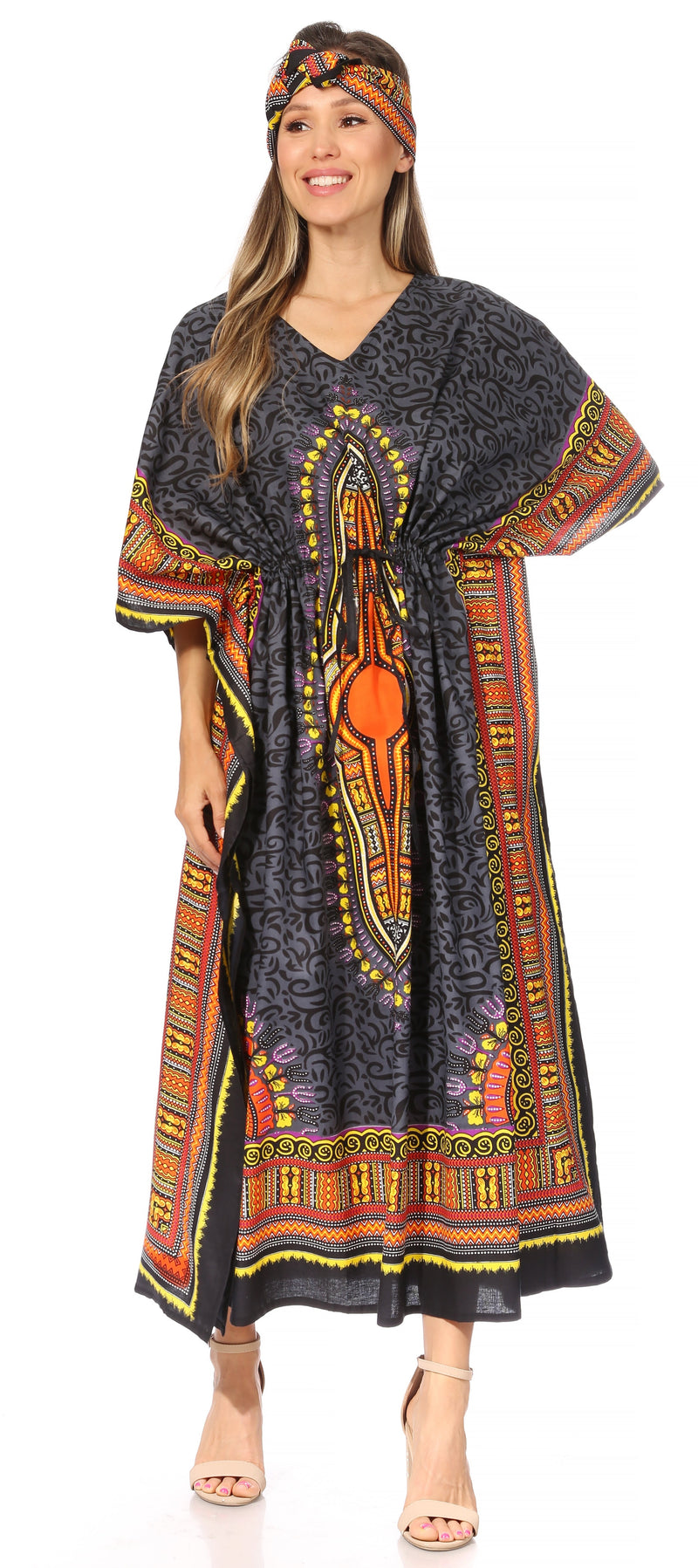 Sakkas Mera Women's Long Loose Short Sleeve Summer Casual Caftan Kaftan Dress - Buy One, Get One 50% Off