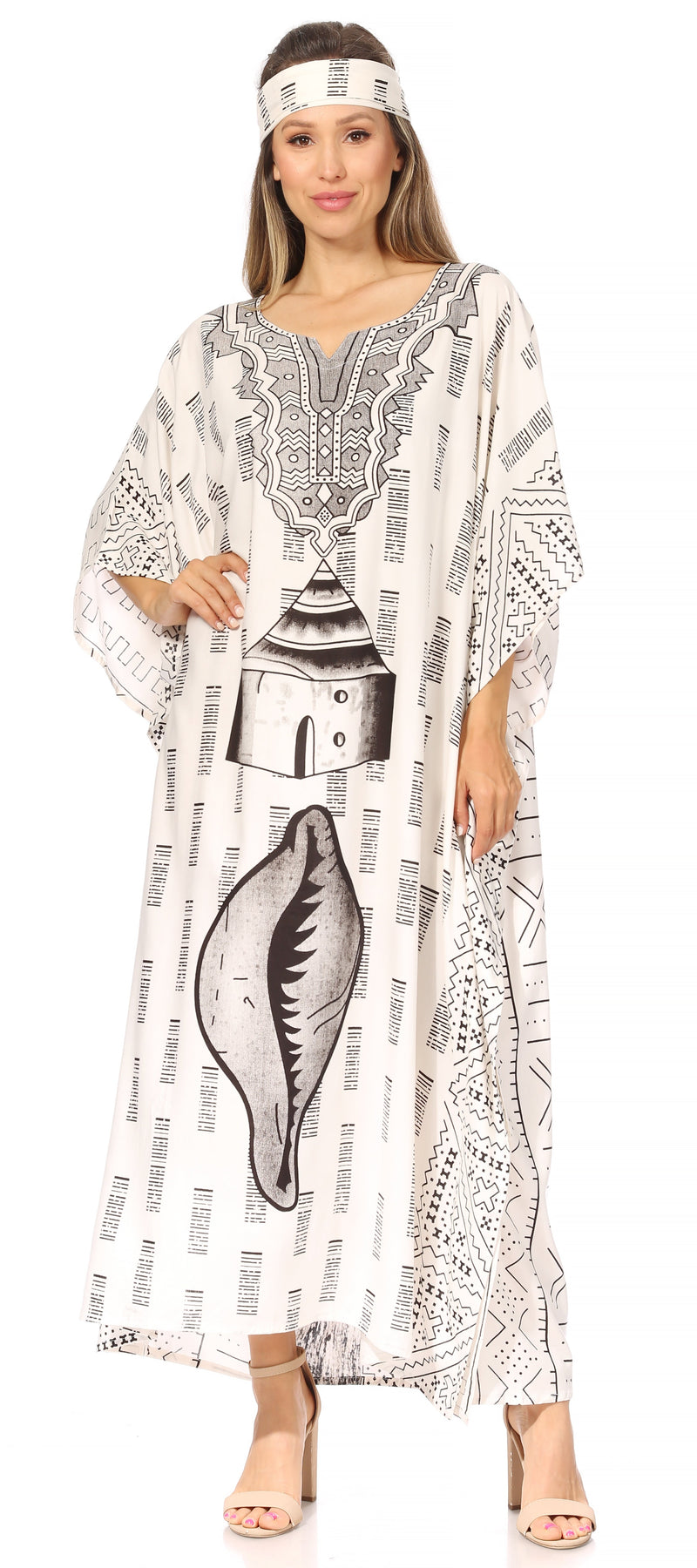 Sakkas Mera Women's Long Loose Short Sleeve Summer Casual Caftan Kaftan Dress - Buy One, Get One 50% Off
