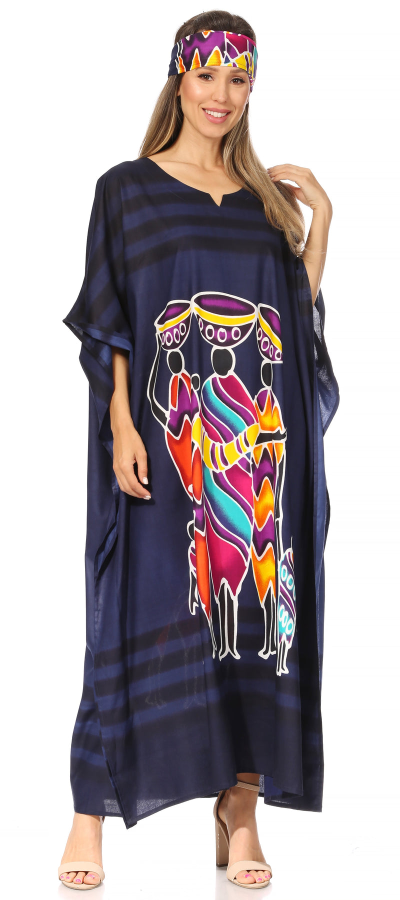 Sakkas Mera Women's Long Loose Short Sleeve Summer Casual Caftan Kaftan Dress - Buy One, Get One 50% Off