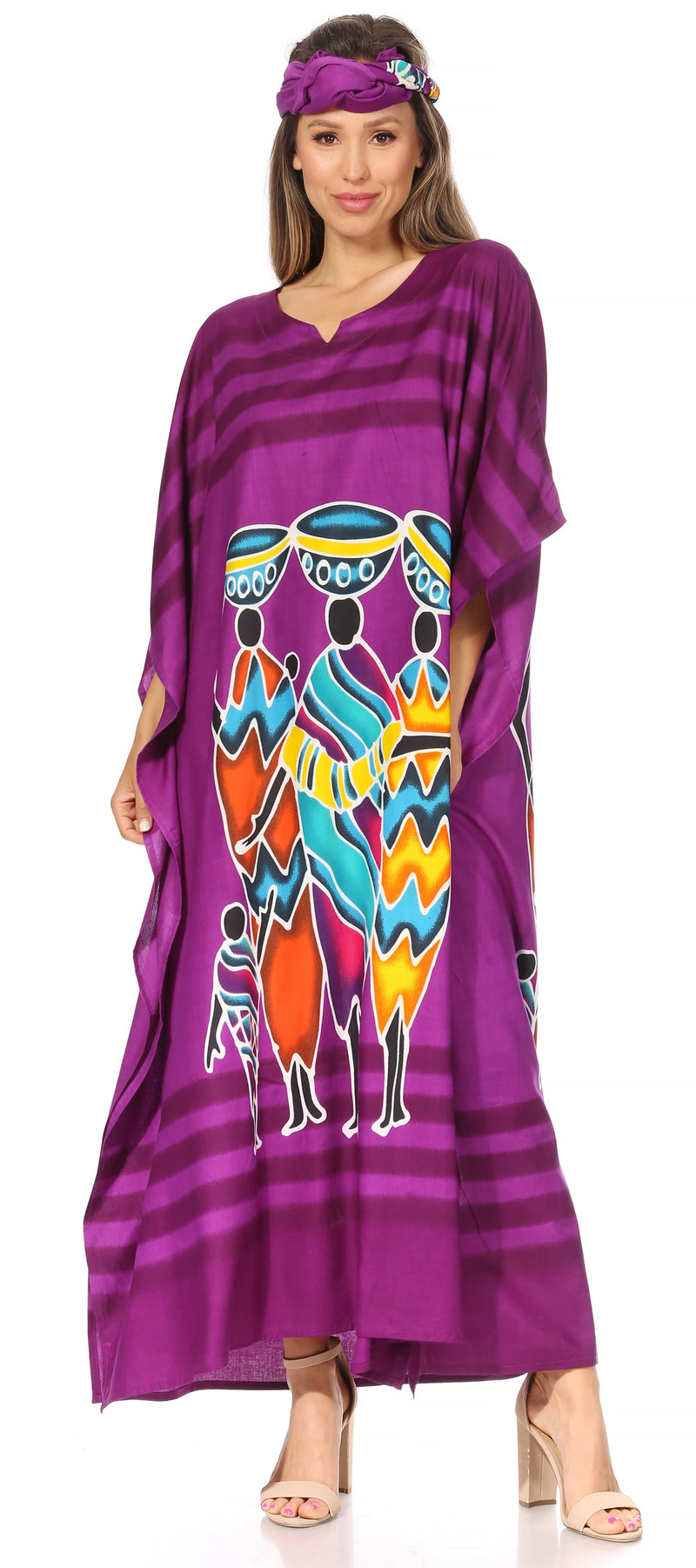 Sakkas Mera Women's Long Loose Short Sleeve Summer Casual Caftan Kaftan Dress - Buy One, Get One 50% Off