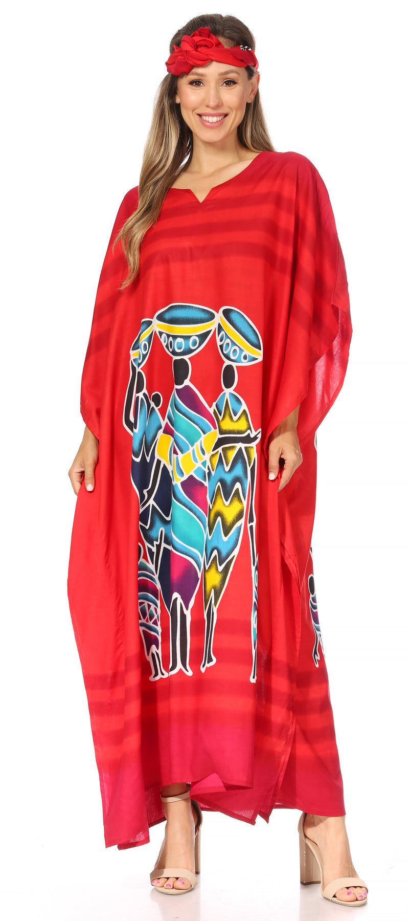 Sakkas Mera Women's Long Loose Short Sleeve Summer Casual Caftan Kaftan Dress - Buy One, Get One 50% Off