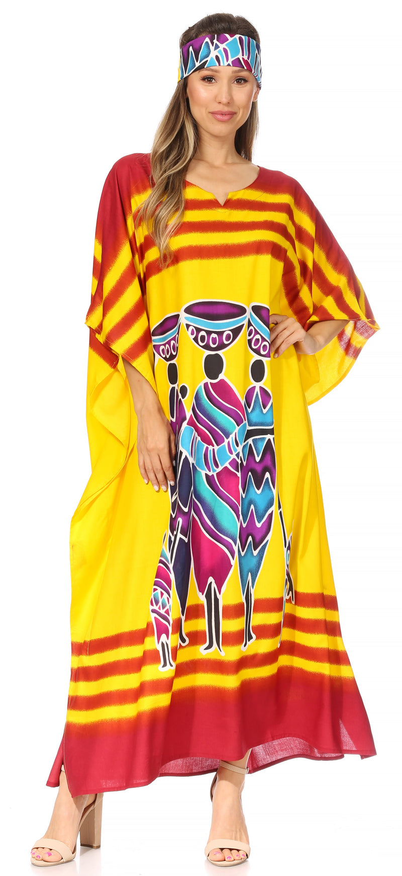 Sakkas Mera Women's Long Loose Short Sleeve Summer Casual Caftan Kaftan Dress - Buy One, Get One 50% Off