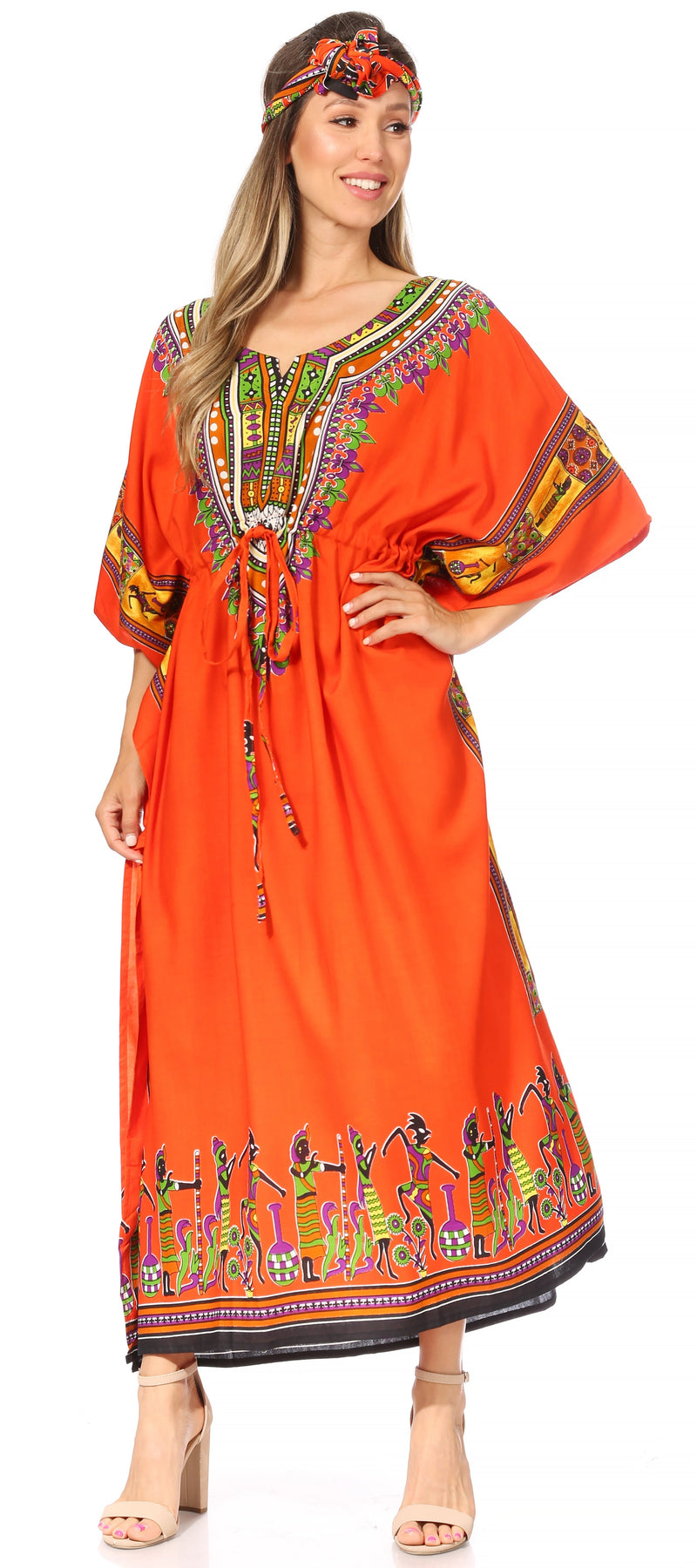 Sakkas Mera Women's Long Loose Short Sleeve Summer Casual Caftan Kaftan Dress - Buy One, Get One 50% Off