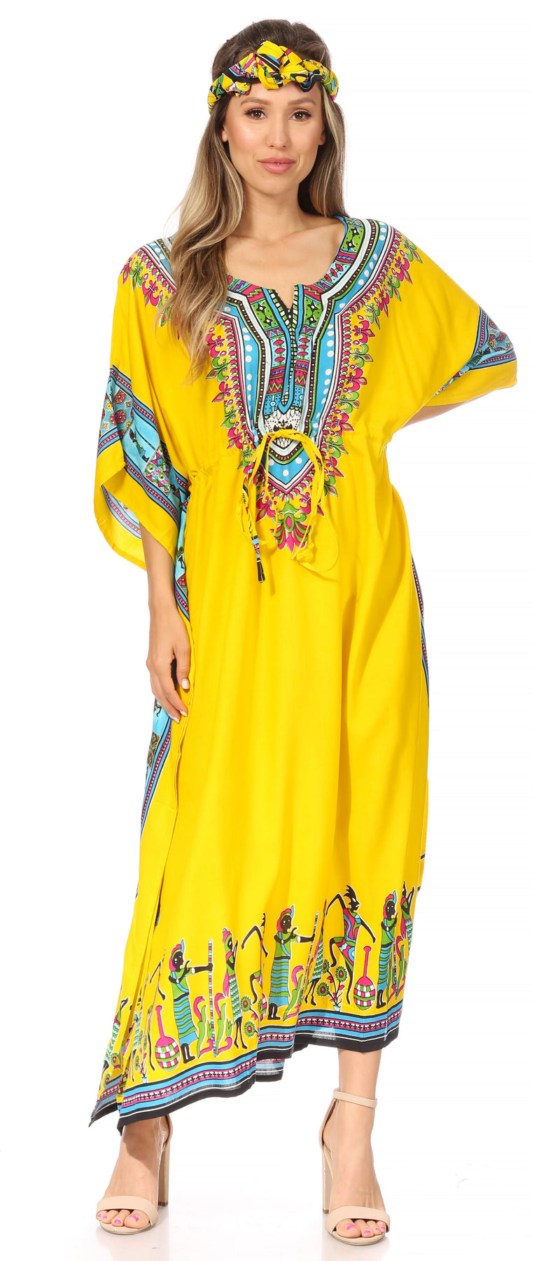 Sakkas Mera Women's Long Loose Short Sleeve Summer Casual Caftan Kaftan Dress - Buy One, Get One 50% Off