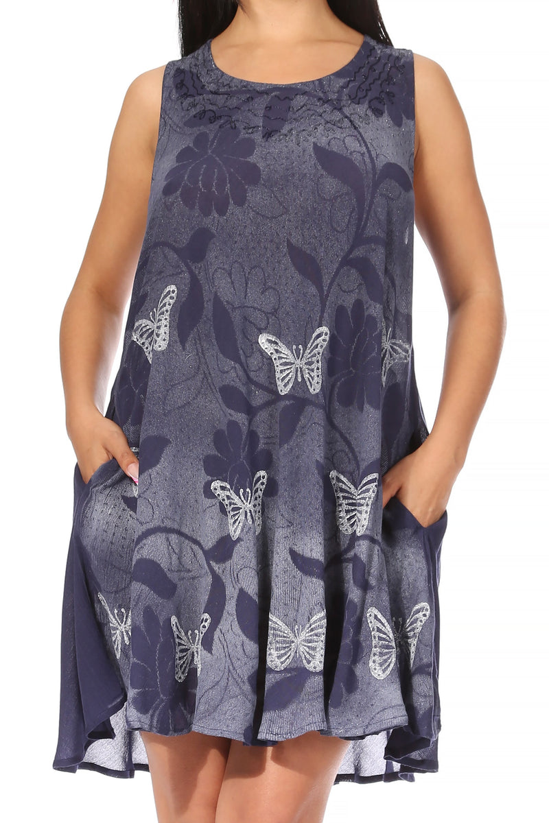 Sakkas Marta Women's Casual Summer Tie Dye Flowy Boho Maxi Sleeveless Dress Loose - Buy One Get One