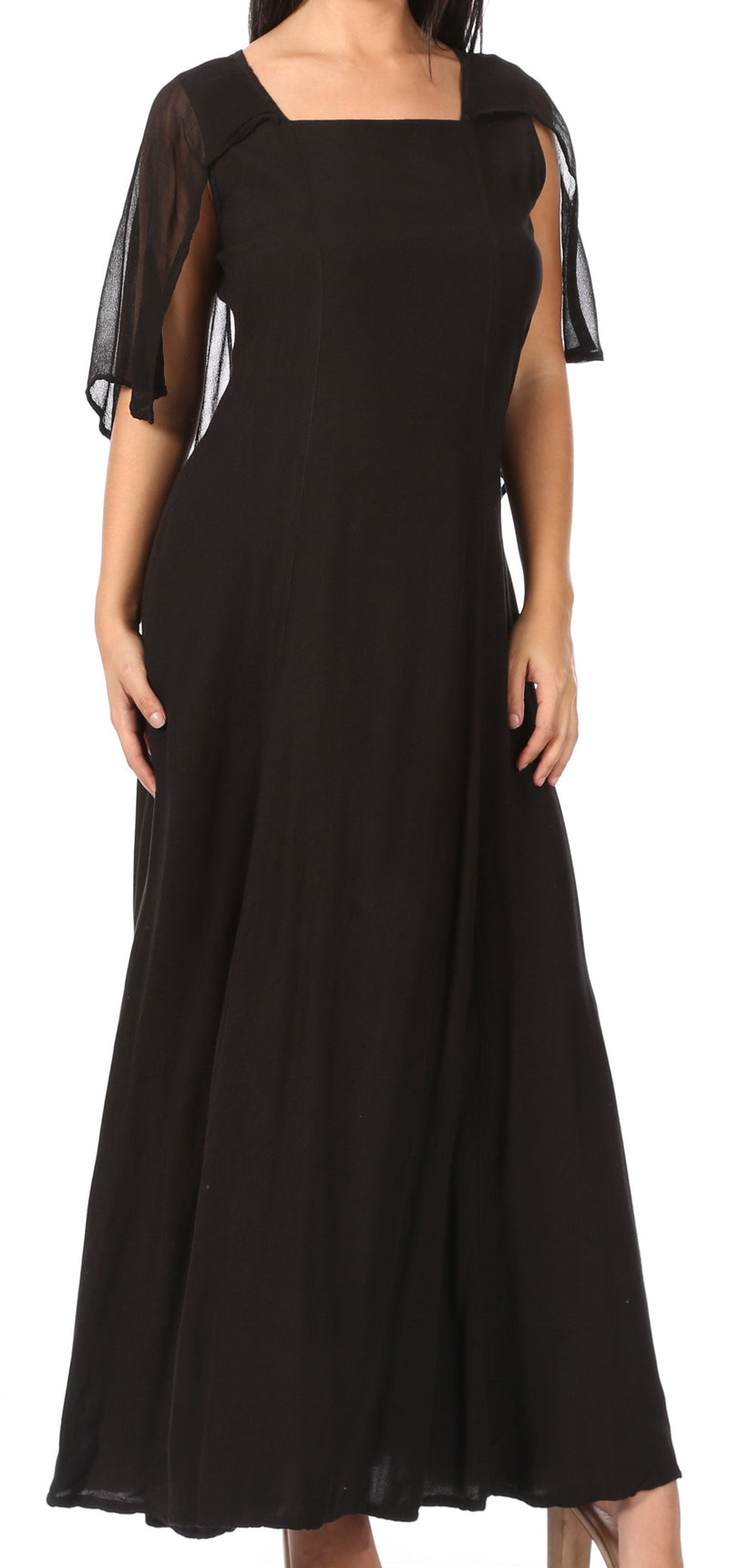 Sakkas Niam Women's Maxi Capelet Long Dress Celtic Medieval Renaissance Adjustable - Buy One Get One