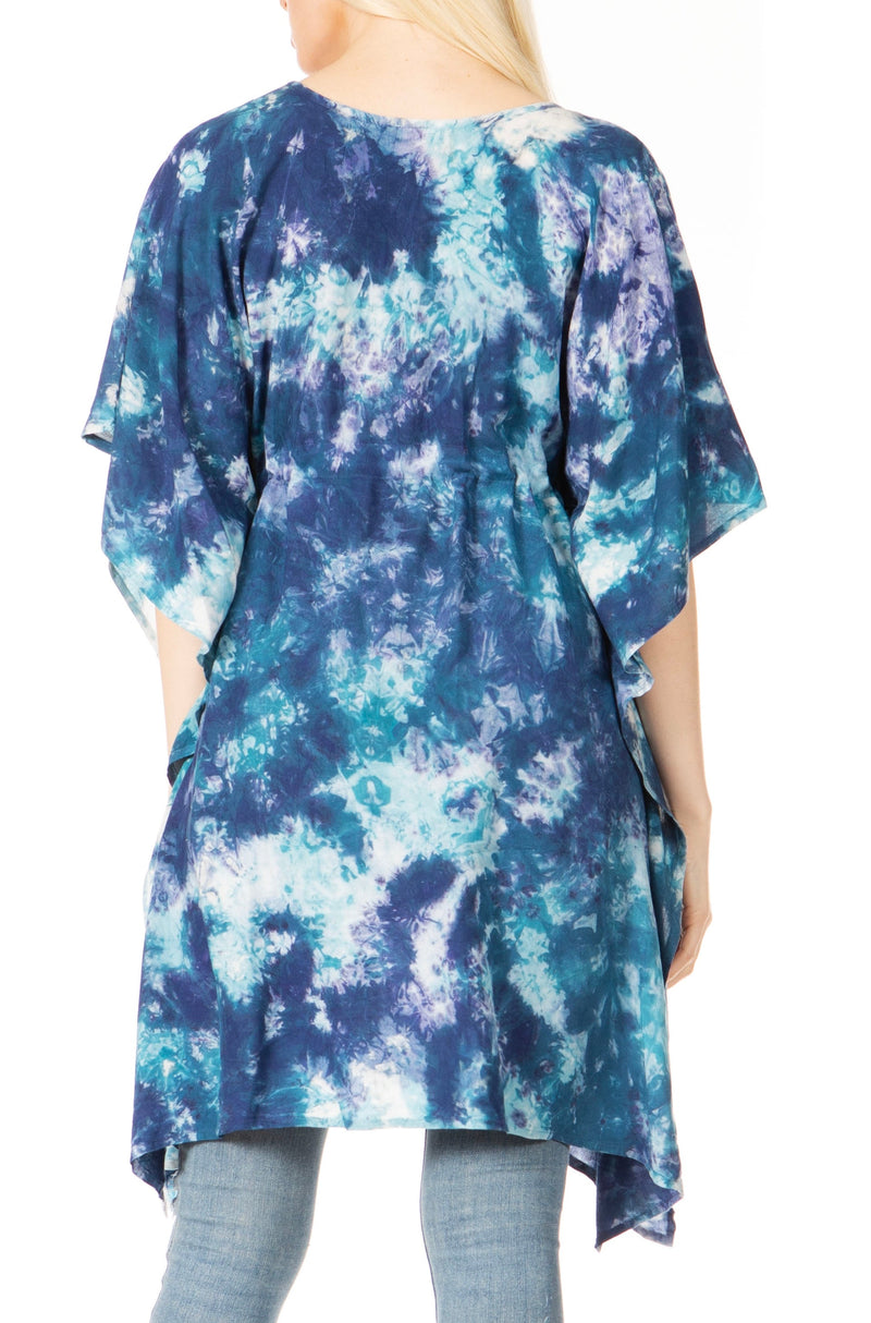 Sakkas Marcy Women's V-neck Caftan Top Tunic Dress - Perfect for Summer Boho Style & Swinging Coverup - Buy One, Get One 50% Off