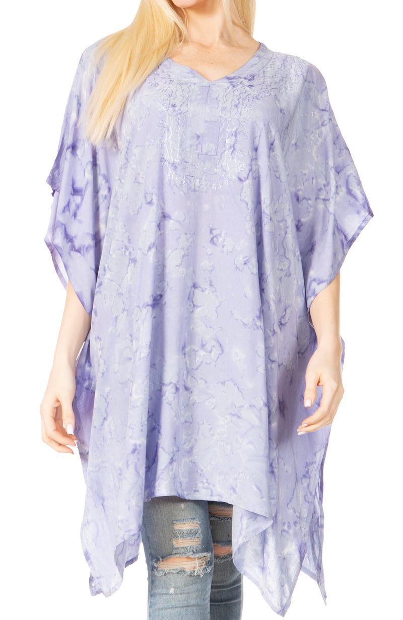 Sakkas Marcy Women's V-neck Caftan Top Tunic Dress - Perfect for Summer Boho Style & Swinging Coverup - Buy One, Get One 50% Off