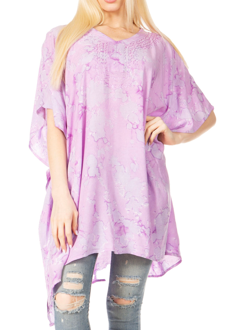 Sakkas Marcy Women's V-neck Caftan Top Tunic Dress - Perfect for Summer Boho Style & Swinging Coverup - Buy One, Get One 50% Off