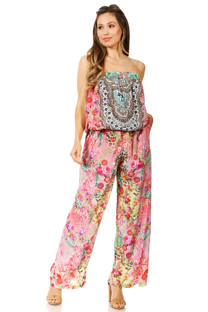 Sakkas Esha Women's Loose Sleeveless Floral Print Boho Casual Summer w/Pockets