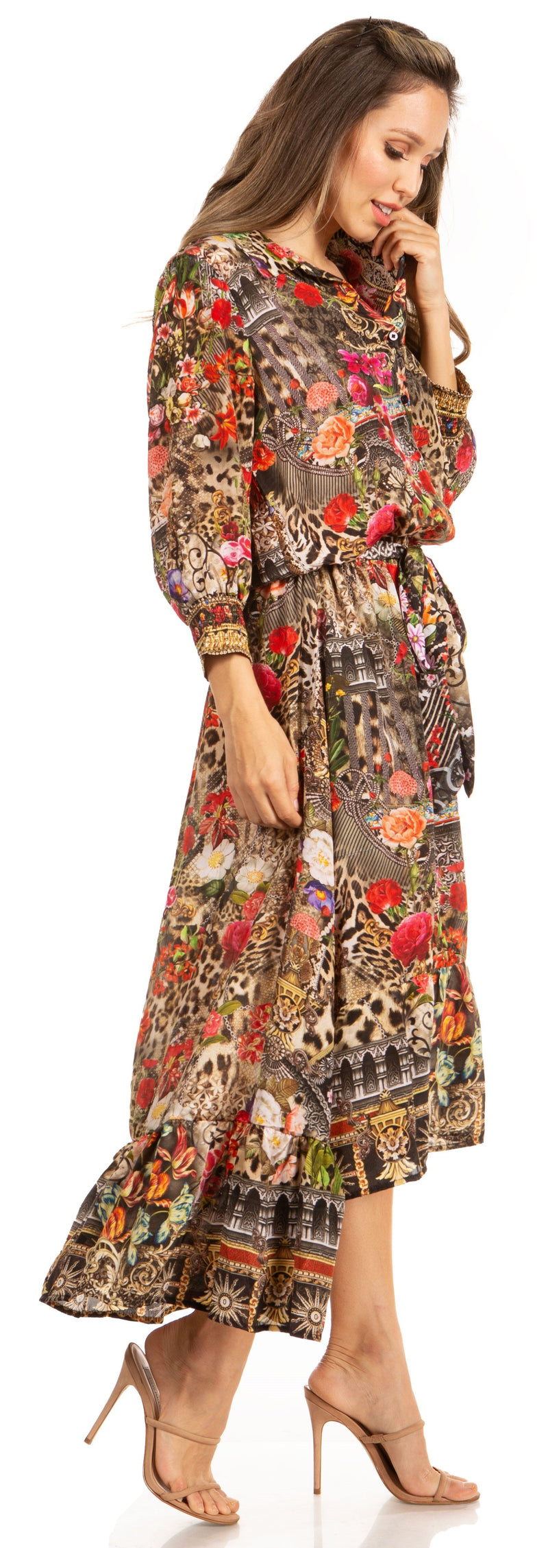 Sakkas Andreas Women's Maxi Dress with Ruffles and Buttons