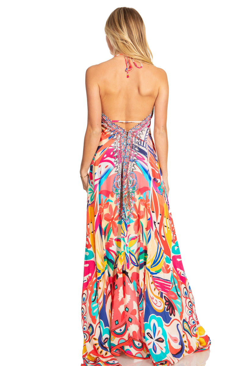 Sakkas Lizi 2025 Womens Maxi High-low Halter Handkerchief Long Dress Beach Party