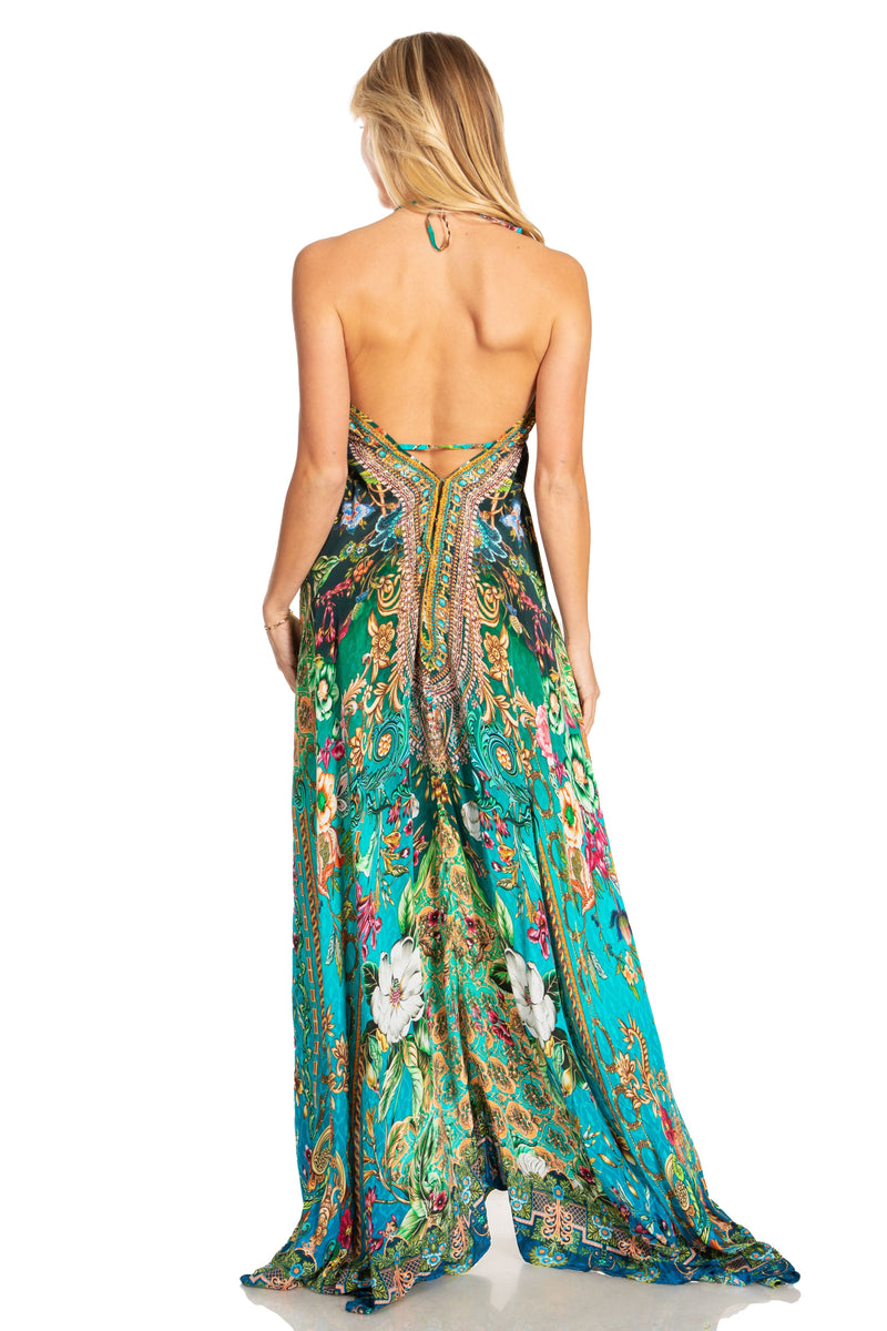 Sakkas Lizi 2025 Womens Maxi High-low Halter Handkerchief Long Dress Beach Party