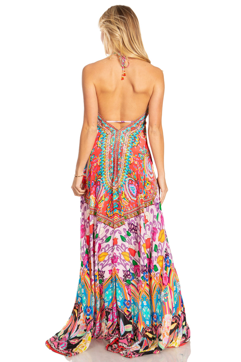 Sakkas Lizi 2025 Womens Maxi High-low Halter Handkerchief Long Dress Beach Party