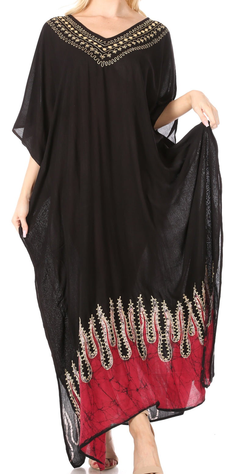 Sakkas Leonor Women's Boho Casual Long Maxi Caftan Dress Kaftan Cover-up LougeWear