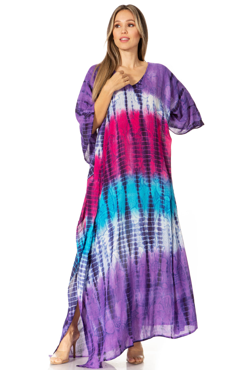 Sakkas Catia Women's Boho-Style Long Maxi Caftan for Lounging and Casual Wear
