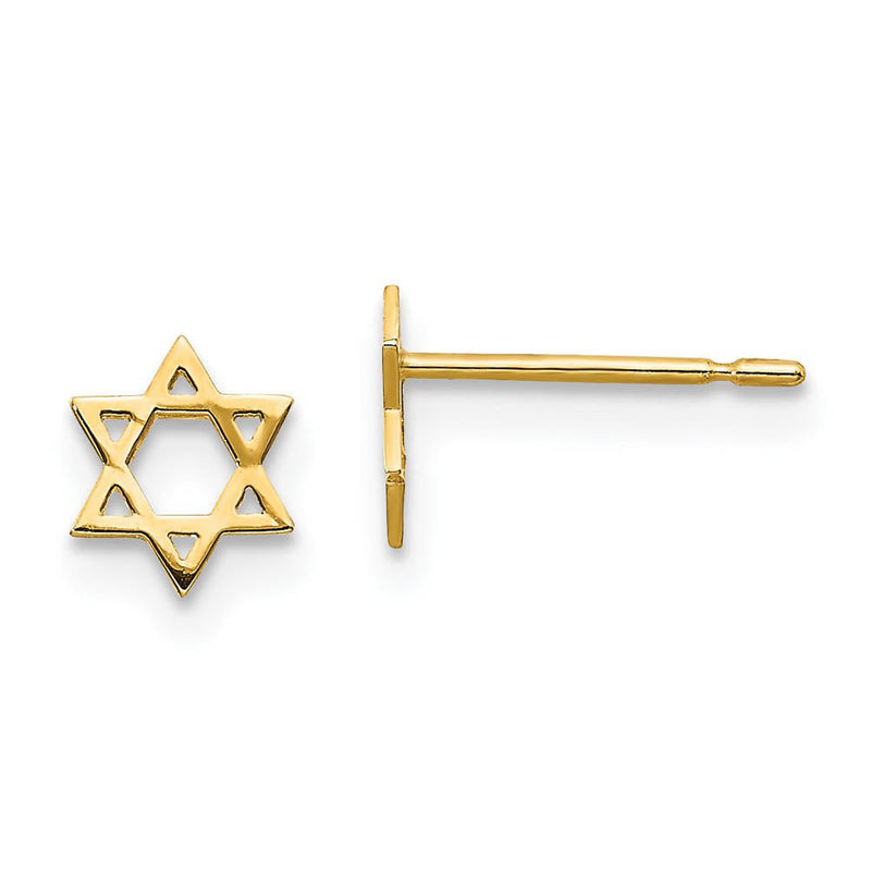 Kids 5mm Child's Star of David Post Earrings in 14k Yellow Gold